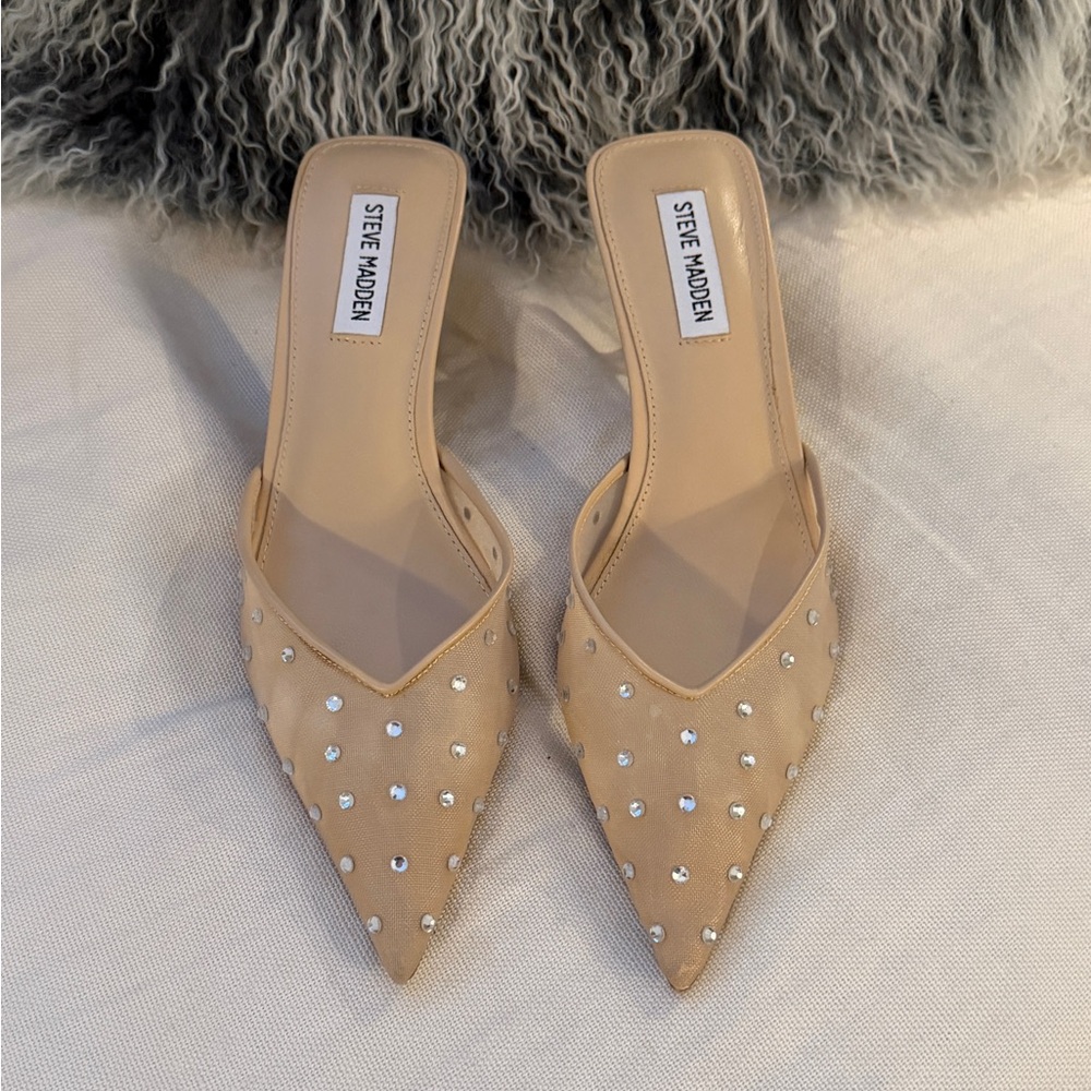 Steve Madden sheer nude Bling Studded Mule - Picture 2 of 5